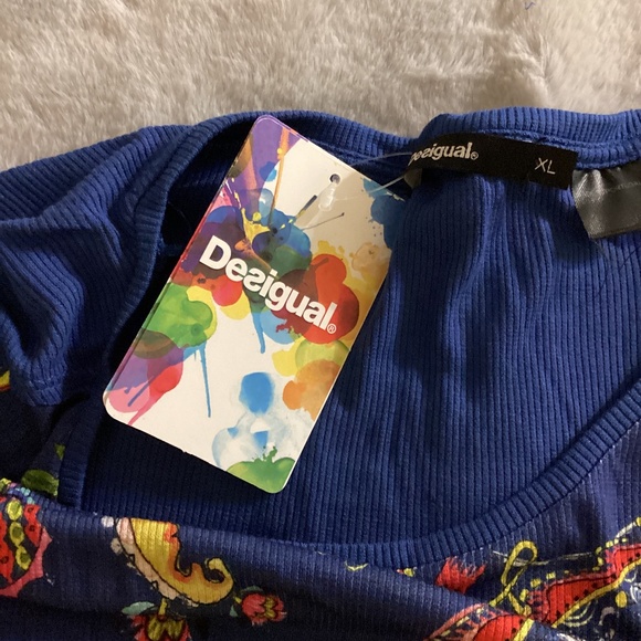 NWT Desigual multi color top with 3/4 sleeve size XL - Picture 3 of 7